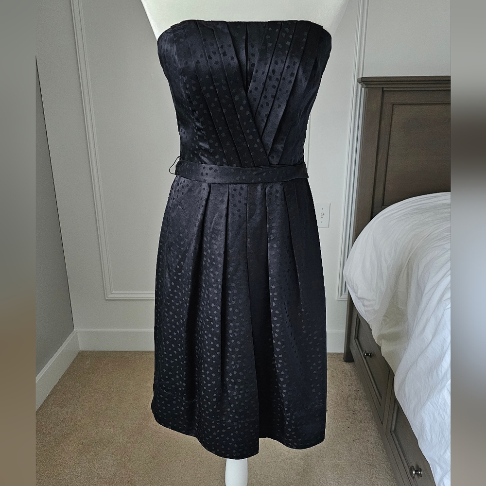 New Years Dress,  Little Black Dress, Strapless silk midi dress, Holiday party